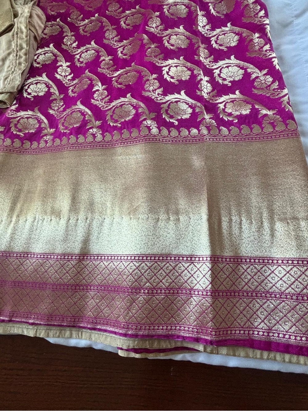 Vibrant Magenta and Gold Brocade Skirt